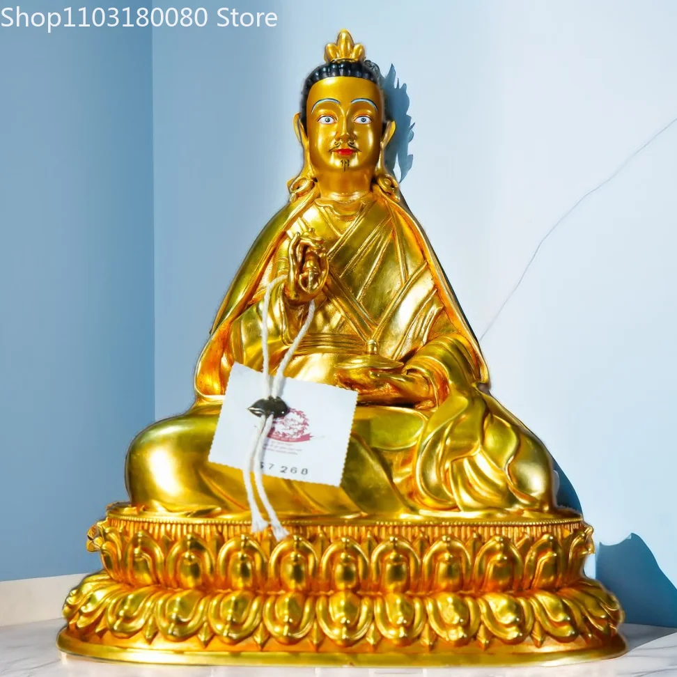 Copper gilding Pema Deng lamp Buddha statue Tibet Hujin Carolylimba sculpture decor Large size 31cm,21cm