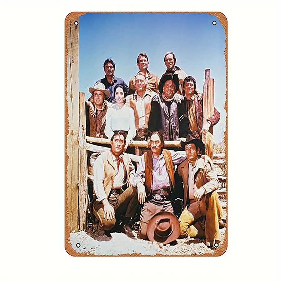  The High Chaparral Vintage Metal Tin Sign -  Iron Wall Art, Classic TV Show Cast Poster, Retro Western Decor for Home Bar, Cafe