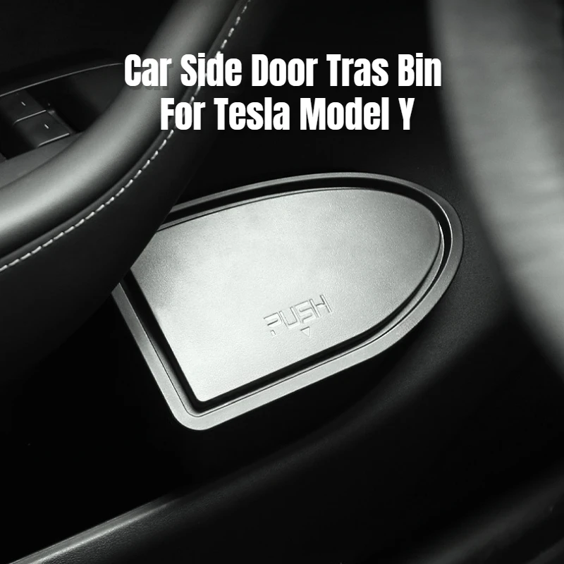 For Tesla Model Y Door Trash Bin Center Control Rear Storage Box Garbage Can Waste Container Organizer Car Interior Accessories