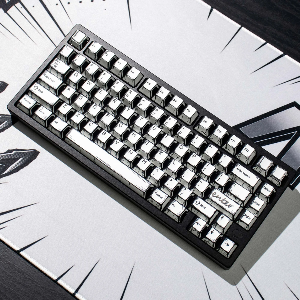 White Comic 5 Sides Dye Sublimation PBT Keycaps Cherry Profile Korean/Russian/German/English Keycaps for MX Switches Keybaord