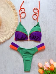 RUOTONSEPT New Sexy Solid Splicin Bikini Set Women's Swimsuit Two-piece Triangle Halter Swimwear Bathing Suit Brazilian Biquinis