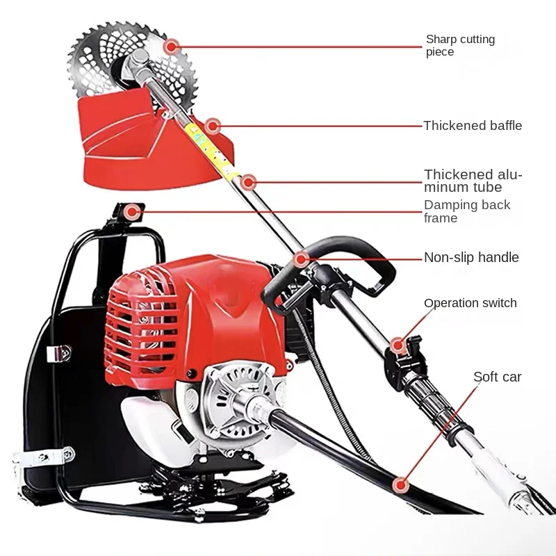 GX35 Backpack Gasoline Lawn Mower High Power Engine Lawn Mower/Four-Stroke Backpack Lawn Mower Lawn Eradicator