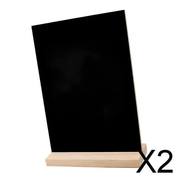 2X Removable Mini Wooden Single Sided Blackboard Chalkboard Rectangle+Pine Base