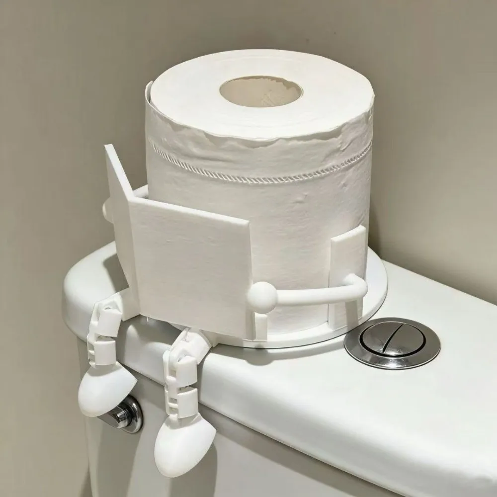 3D Printed Toilet Paper Holder Black White Table Stand Vertical Tissue Holder PP Reading Buddy Decorative Ornament Bathroom Use