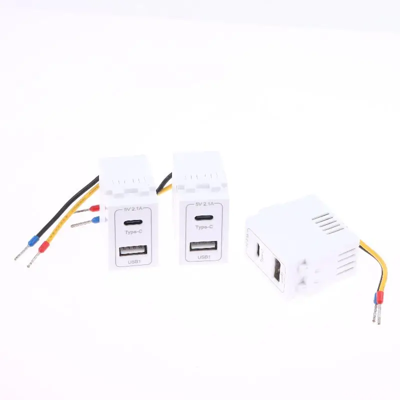 

1/2Pcs 128 USB+Type C Dual Port Power Module DC5V 2.1A Charging Socket Transformer Charging Power Switching Adapter Type 128