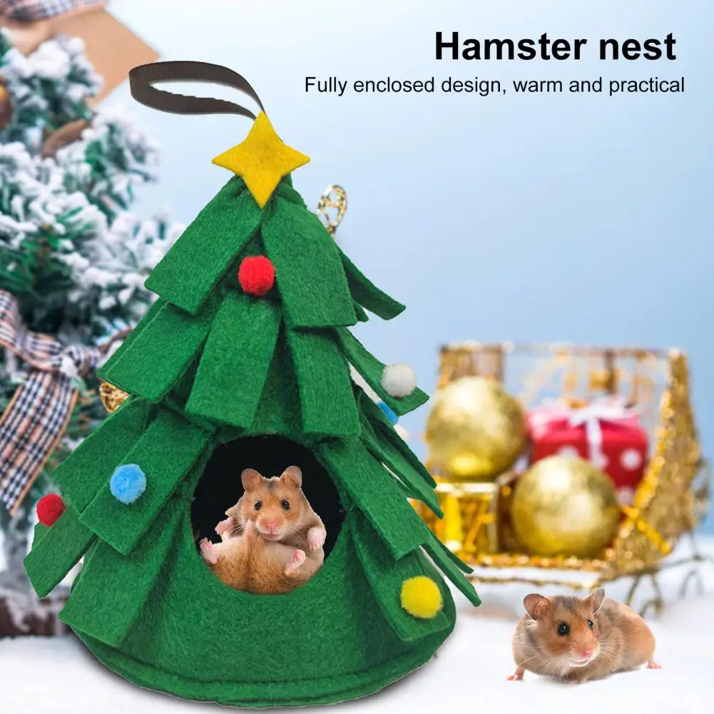 

Soft Windproof Hamster House, Christmas Tree Shape Nest, Small Animal Sleeping Bed, Squirrel Cozy Hamster Nest House