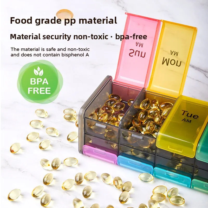 Extra Large Weekly Pill Organizer 2 Times a Day Am Pm 7 Day Oversized Daily Pill Case Cute Vitamin Organizer Portable Container