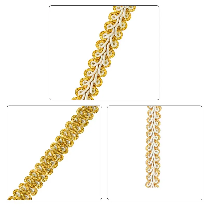 5yards Gold Silver Trim Ribbon Lace Edge Trim Belt Applique Centipede Braided Lace Ribbon DIY Craft Clothes Material Accessories