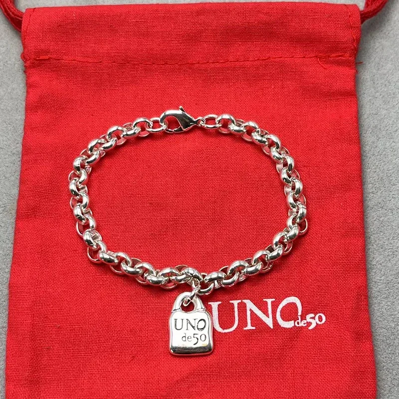 UNOde50-pulsera geométrica exquisita para mujer, bolso de regalo de joyería romántica, superventas en Europa y América, novedad de 2023