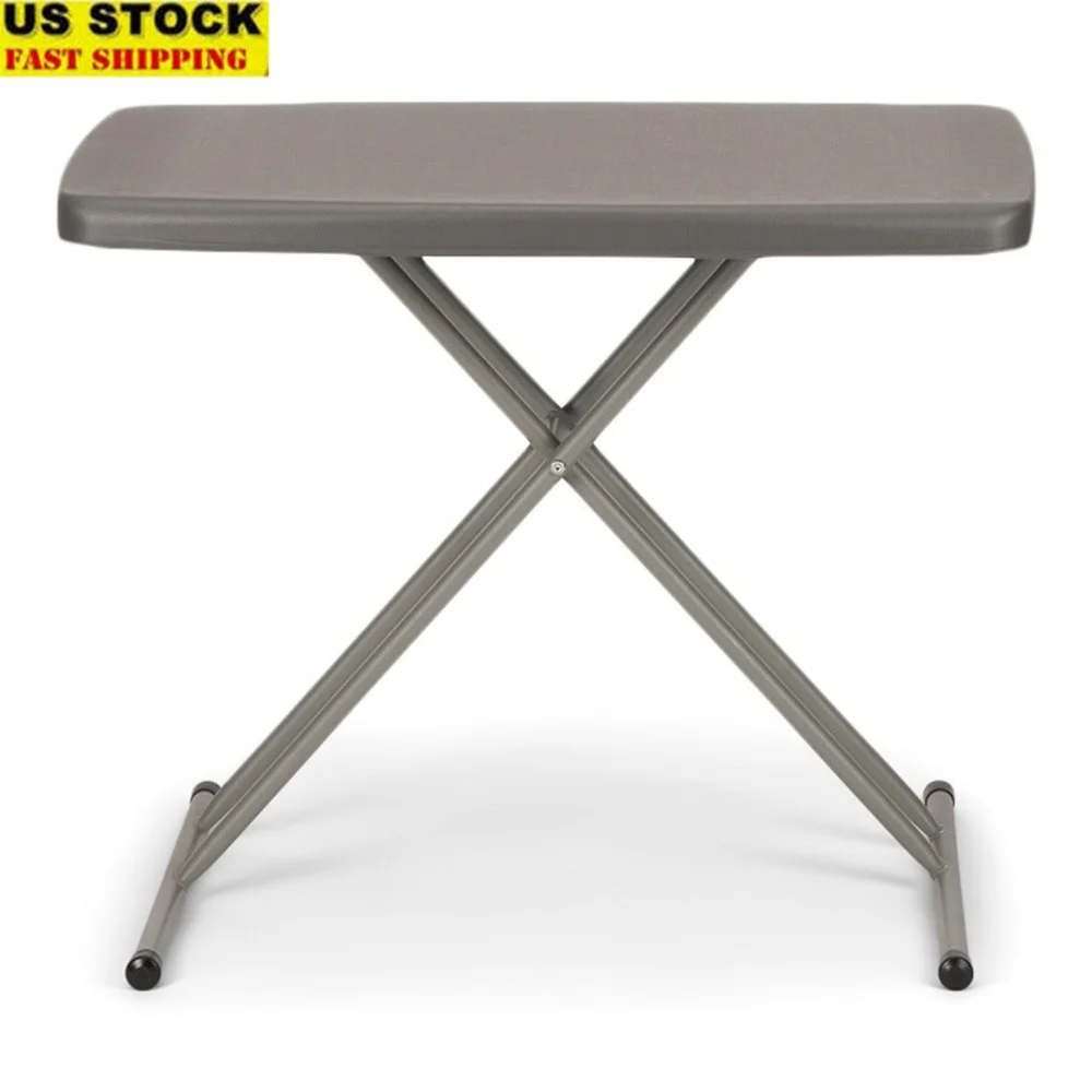 

Adjustable Folding Plastic TV Dinner Table Utility Table Indoor Outdoor Use Sturdy Powder Coated Steel Legs Easy Clean Space