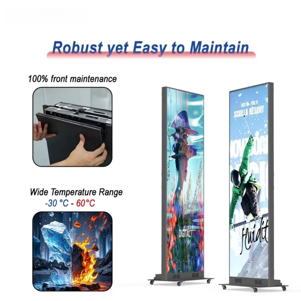 High-Definition Seamless Splicing LED Folding Poster Screen P1.86 P2.5 Vertical Led Poster Display Screen