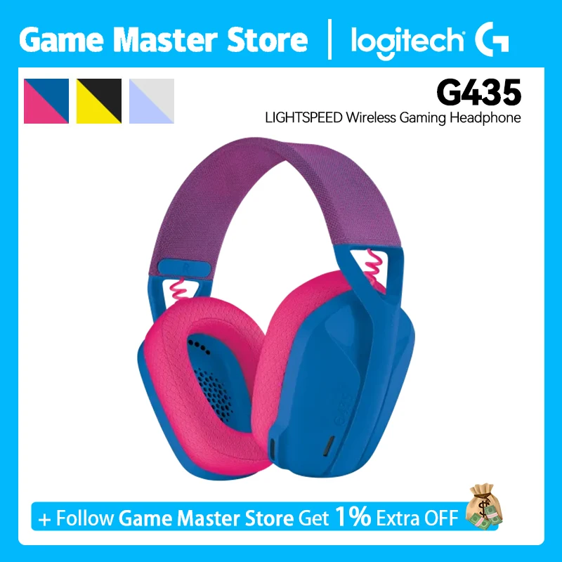 Logitech G435 Bluetooth Gaming Headset Wireless with Microphone Blutooth&USB RF Connect Headphones Lightweight Headset Gamer