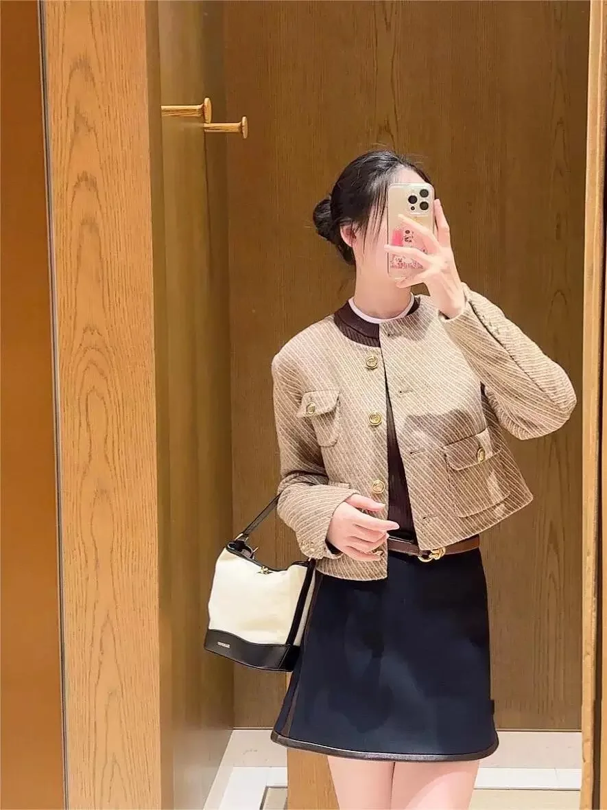 

Классическое круглое шерстяное пальто Ne Long Sve Tweed Double Face для мелких фигурок, осень-зима, французский прямой крой