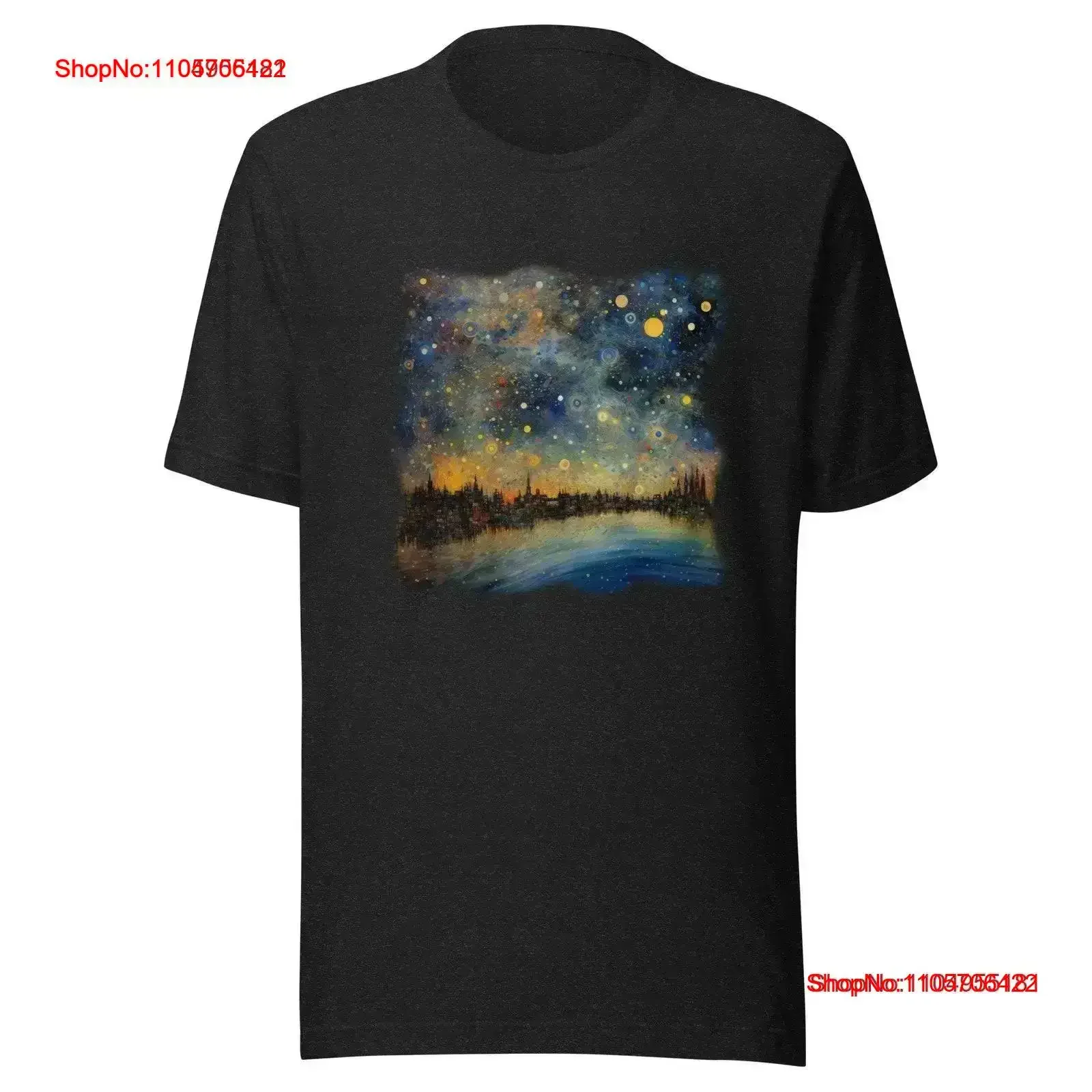 Cityscape Dreams Explore the Celestial City Nights with Starry River Sky T Shirt Where Urban Elegance Meets Cosmic Enchantment