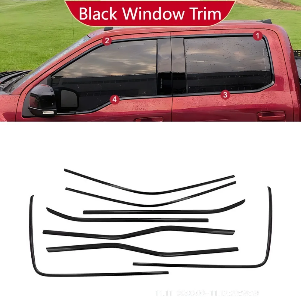

For Ford F150 2015-2020 2021-2025 Year Windows Trim Chrome Black Warrior Style Molding Body Kit Accessories