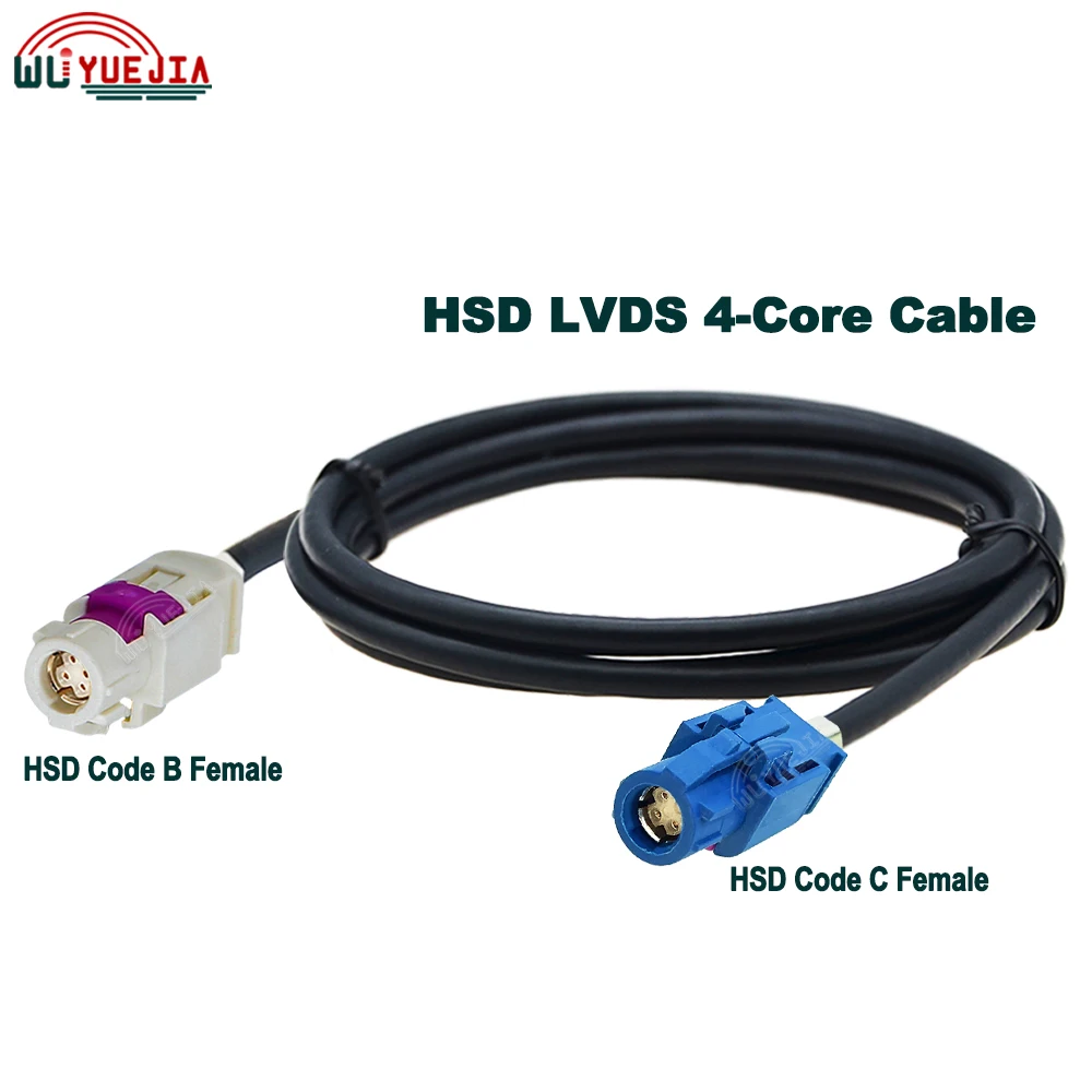 1Pcs HSD 4Pin White B Female to Blue C Female Jack Connector Cable High Speed Data HSD LVDS Cable 4 Core 535 Line Wire Harness