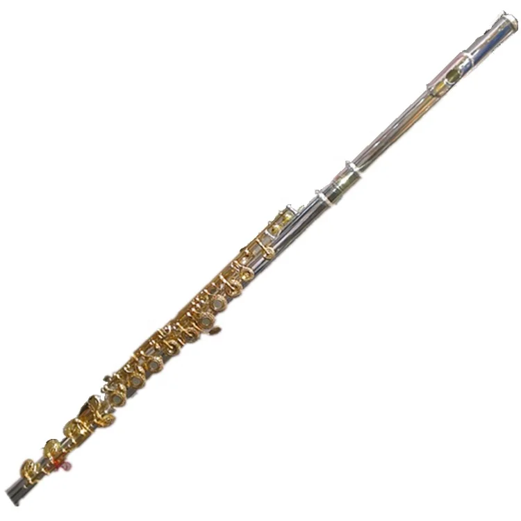 flute 17 open hole Silver plated body gold plated key