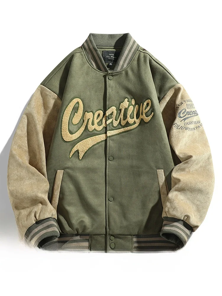 

REDDYPRINCE Prince Autumn Winter Suede Sports Casual Men's Baseball Jaet Trendy Loose Retro Coat Warm Youth Polyester