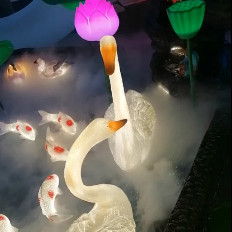 Rotomolding Swan Motif Lights Swimming Pool White Swan Decoration Park Landscape Lamp Luminous Cartoon Night Light