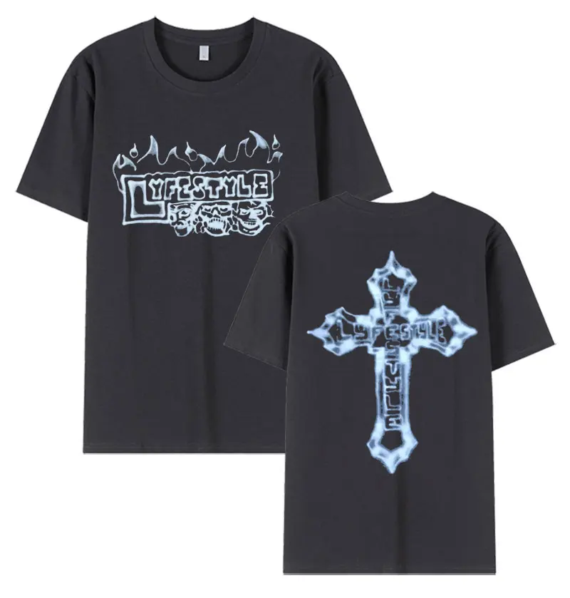 مغني الراب Yeat Lyfestyle الهيكل العظمي الجرافيك تي شيرت الرجال الهيب هوب القوطية تي شيرتات قصيرة الاكمام الرجعية المتضخم القطن تيز الشارع الشهير