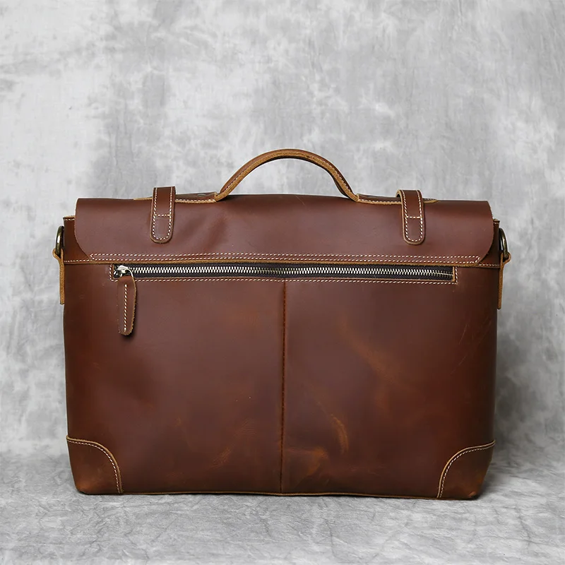 Retro Leder herren Handtasche Top Schicht Rindsleder Aktentasche Crazy Horse Leder Messenger Schulter Große Kapazität Computer Tasche NZPJ – Detail 8