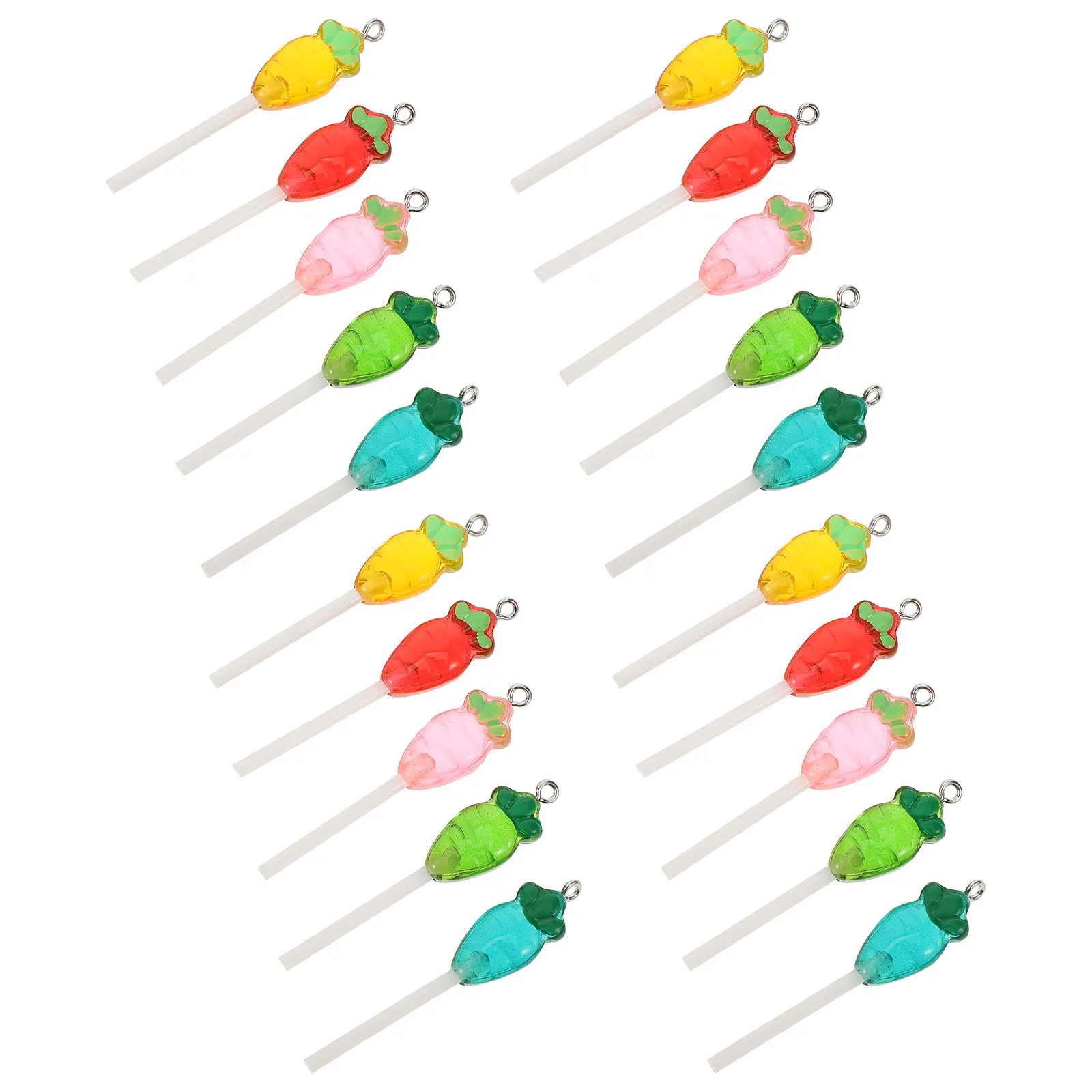 20 قطعة محاكاة الغذاء اللعب المفاتيح شيك الجزرة مصاصة سحر صياغة لوازم الراتنج سوار قلادة