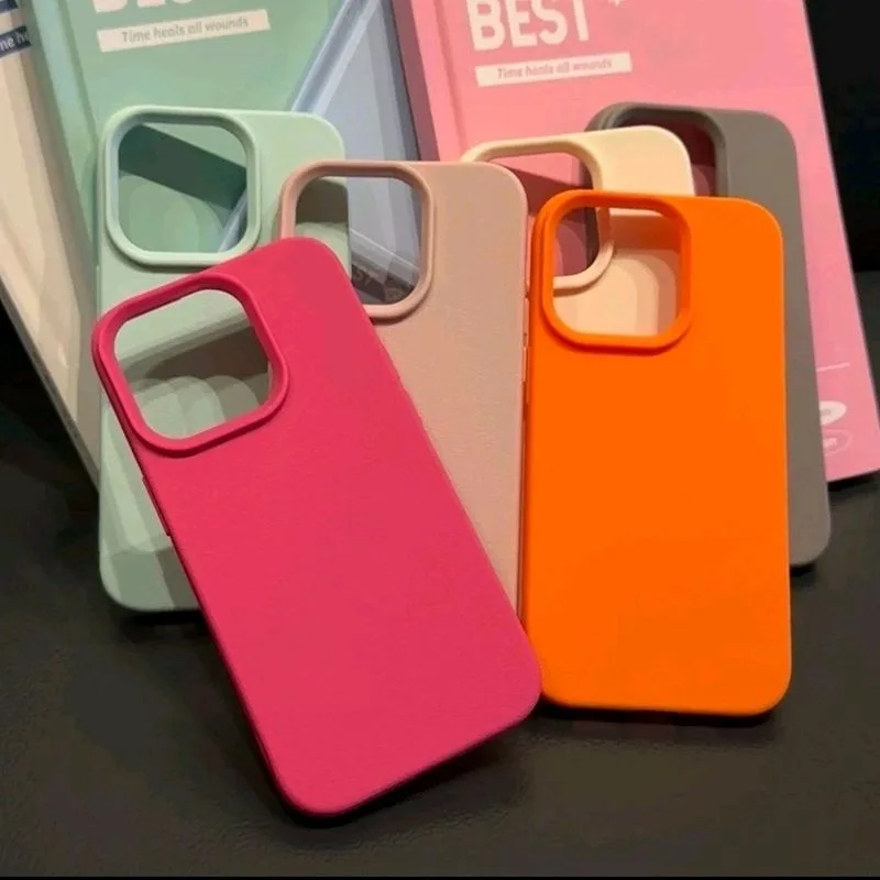 Casing Lunak Silikon Kulit Biru Langit Sederhana Modis Perlindungan untuk iPhone 16 15 13 12 11 14 Pro Max XS XR 16 Plus X Coque