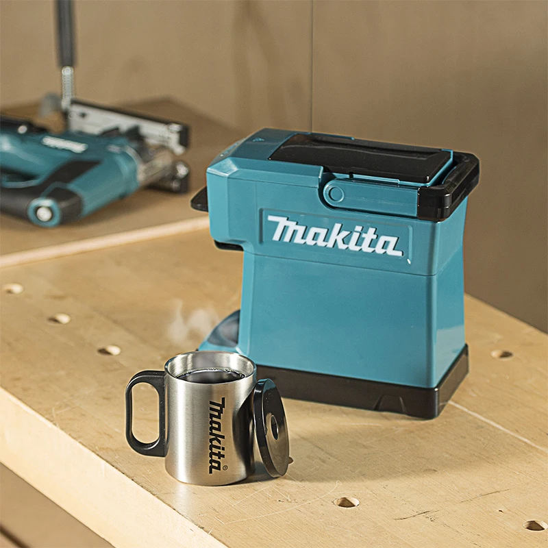 Makita-cafetera DCM501Z con batería de litio de 18v, máquina de café ligera para el hogar, herramienta desnuda azul