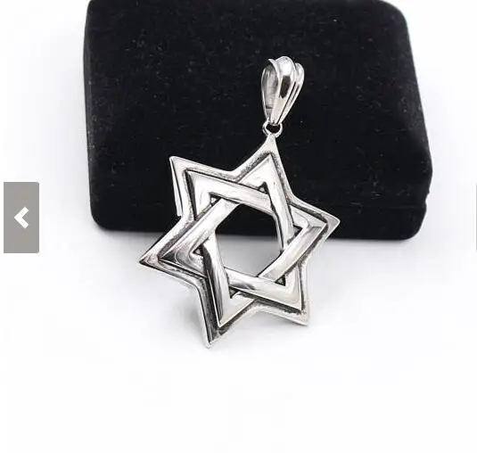 Men\'s  316L Stainless Steel Large The star of David Pendant  Necklace 5mm 24\'\' Curb Chain HIgh Quality Biker Jewelry