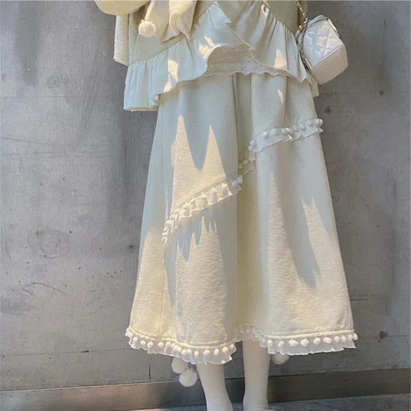 

Милая японская юбка миди больших размеров (до 300 фунтов), женская, весенняя, уникальный дизайн, студенческая, А-силуэт, повседневная, свободного кроя