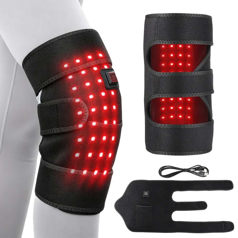 Red Light Wearable Knee Wrap 660nm 36 LED Heated Knee Brace 3 Heat Levels Portable Support Pad for Knee & Elbow Daily Use