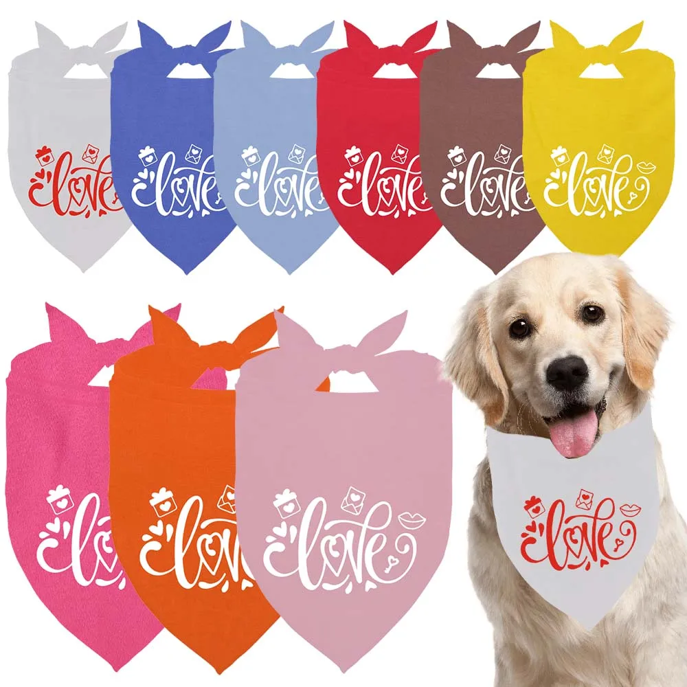 LOVE Gift Adjustable Pet Dog Bandanas Trianglefor Small Medium Large Dog Gentleman Gift Neckerchief Bibs Valentine's Day Scarf