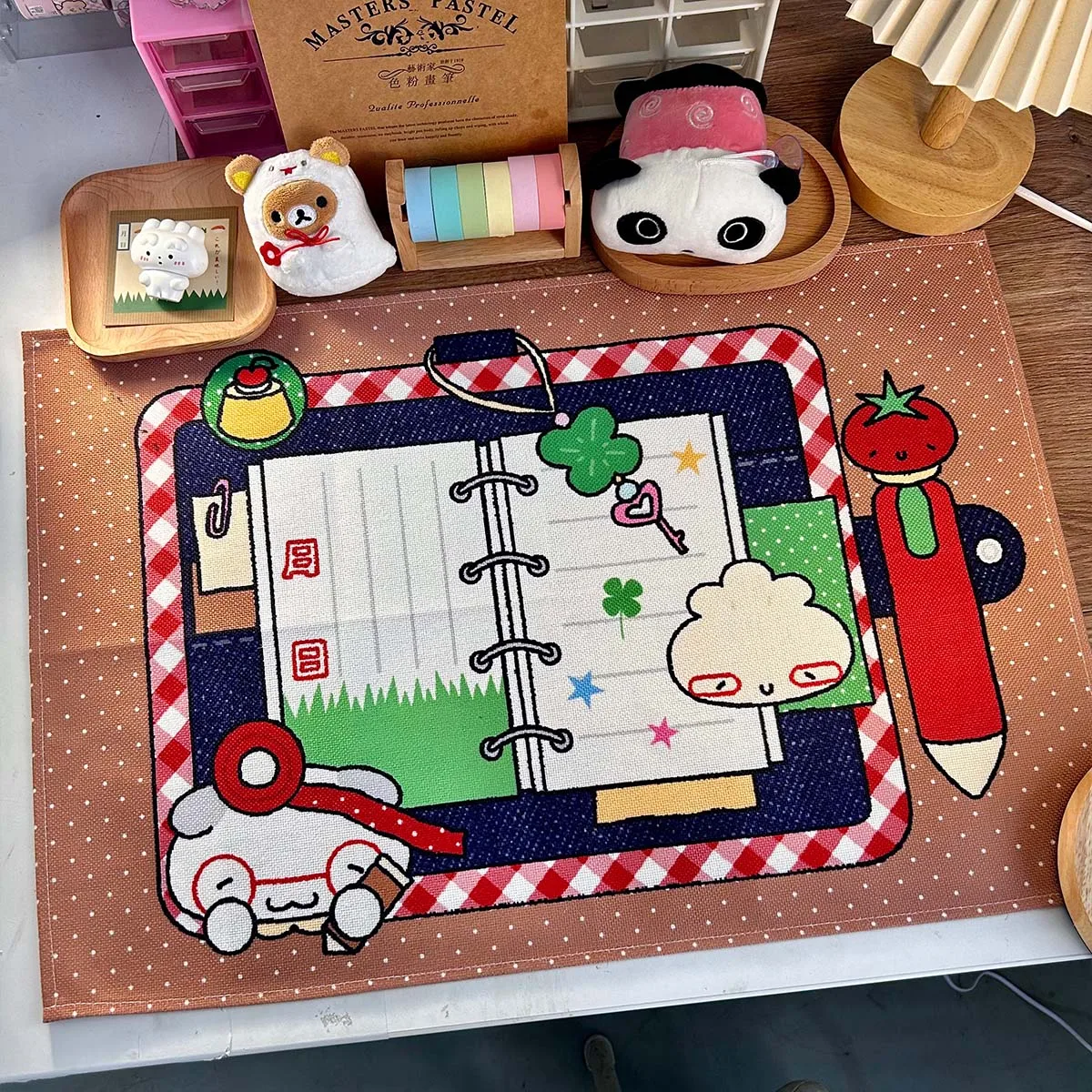 Kawaii سكرابوكينغ الجدول حصيرة لطيف دفتر خربش الفتيات الديكور الجدول الملابس الكرتون الباندا البرسيم تصميم