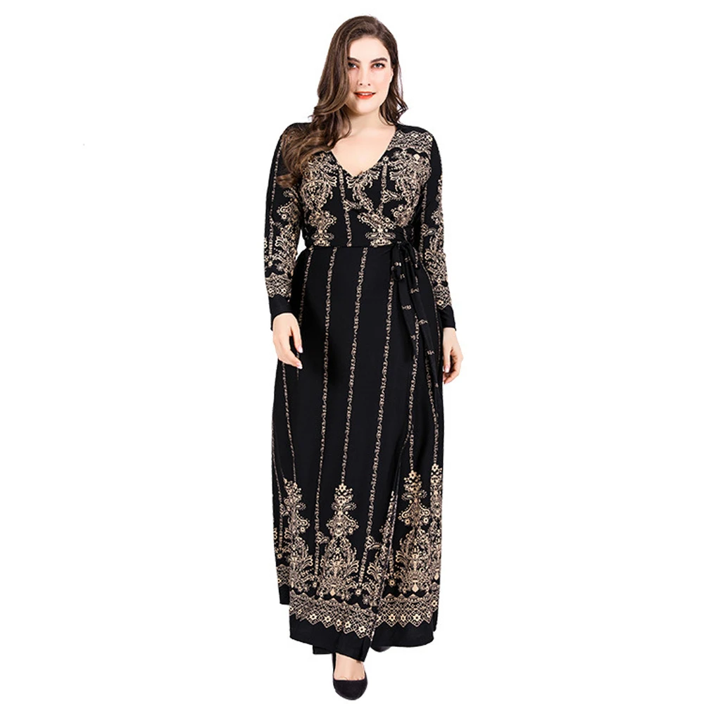 Black Wrap Dress Cardigan 5xl Plus Size For Women Autumn 2024 Women's Dresses In Oversize Elegant 55 Year Old Ladies Nightgowns