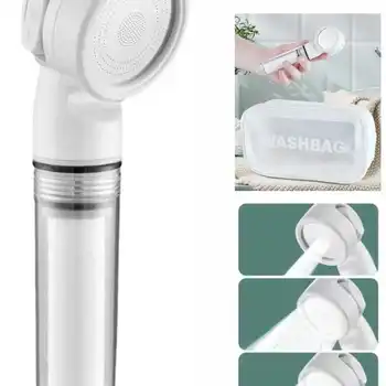 필터 포함 휴대용 비즈니스 여행 RV 호텔 에센셜 샤워헤드, 마사지 압력 부스트 욕실 액세서리, 3 가지 기능