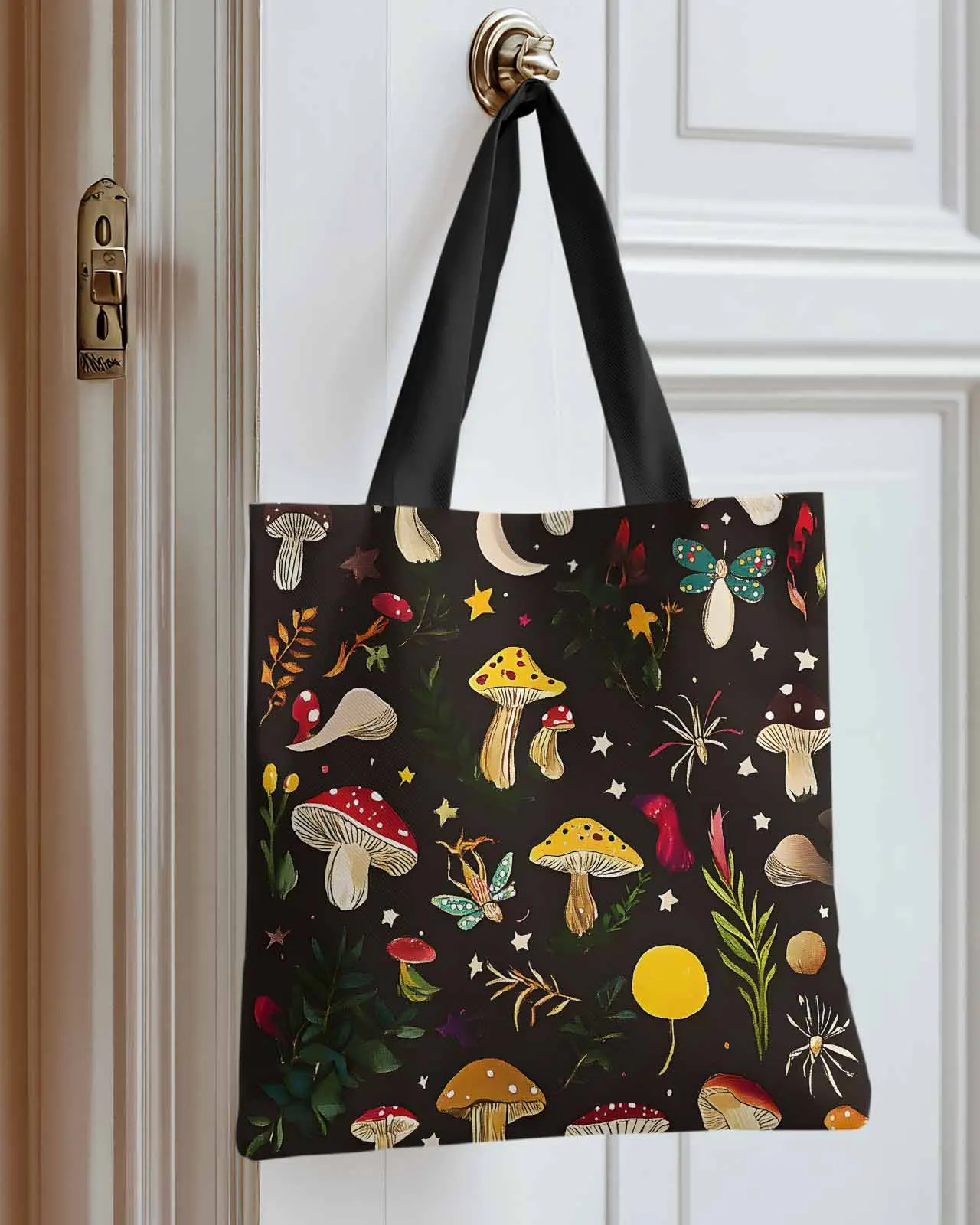 

Mushroom Colorful Plant Canvas Bag Handbag Oxford Cloth Eco Shopping Storage Bag for Home Use