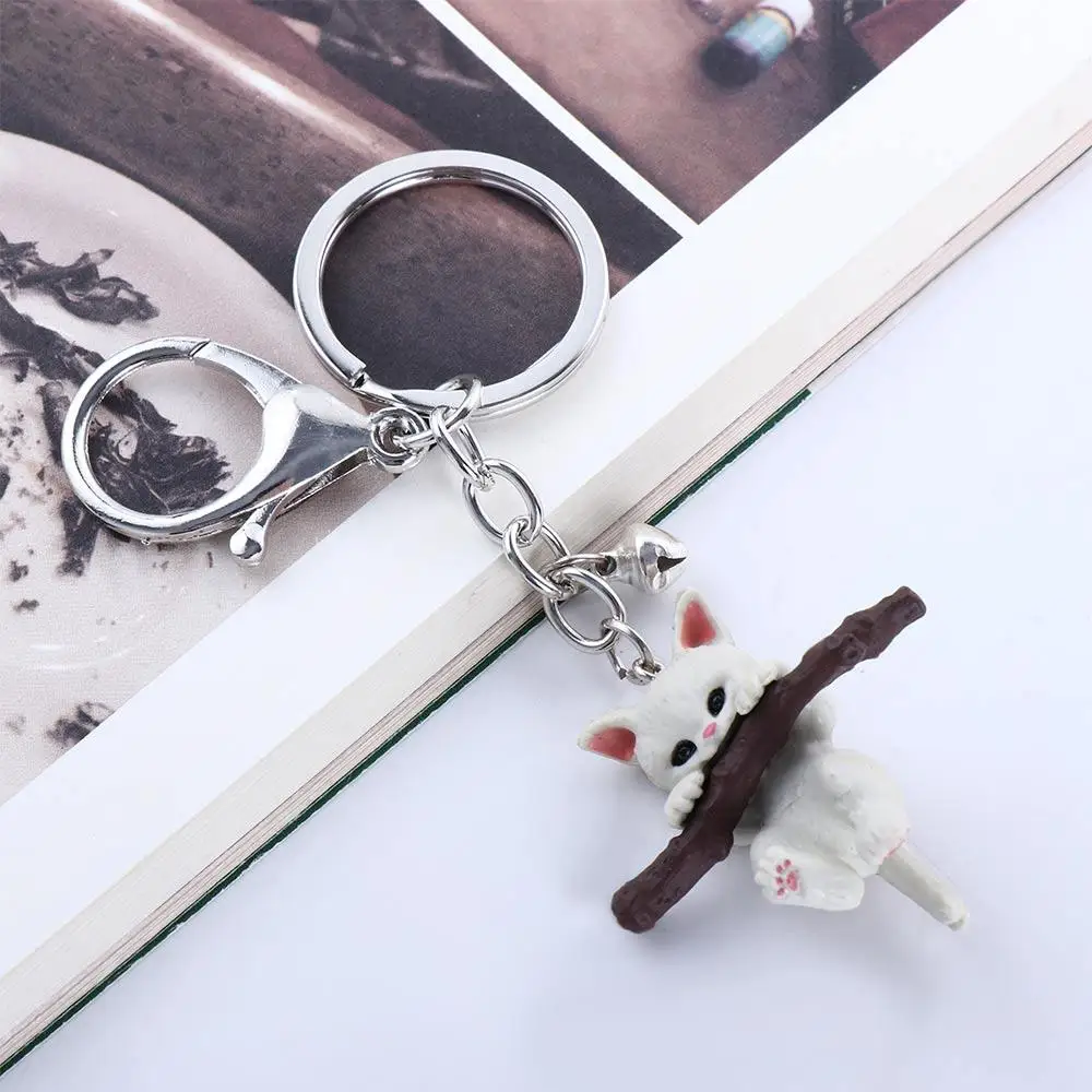 Creative Gift Women Animal Cat Hanging Accesosries Car Trinket Cartoon 3D Cat Keychain Bag Charm Key Holder Key Ring