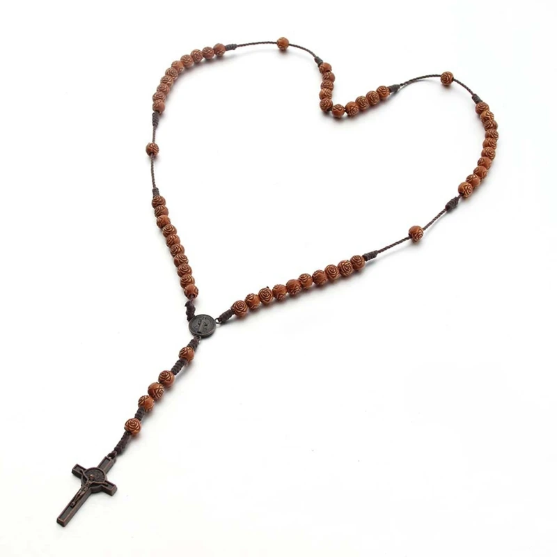 Catholic Rosary Christian for Cross Necklace Handwoven Ornament Hip Hop Necklace Drop Shipping