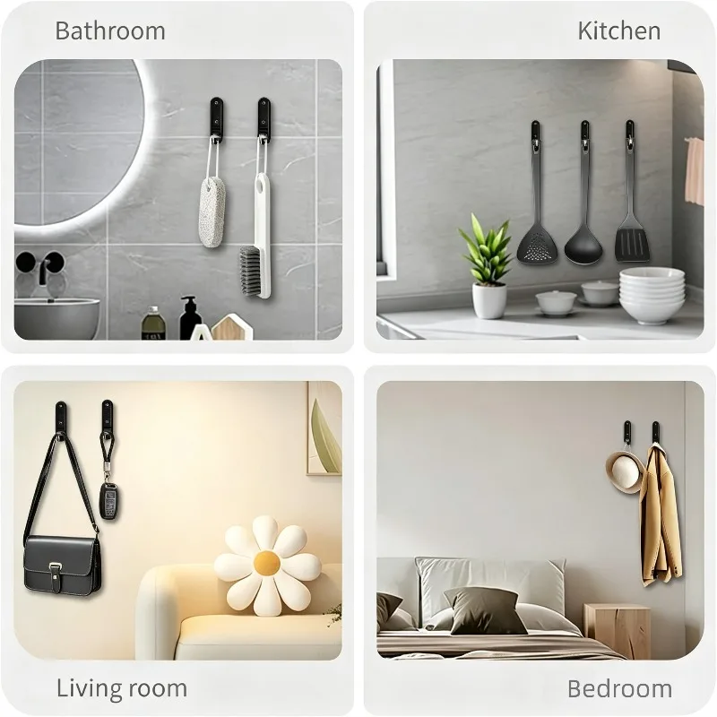 Klappbare Wandhaken, robuste Wandhaken aus Aluminiumlegierung für Badezimmer, Küche, Schrank, Handtuch, Bademantel, Tasche, Hut, platzsparend – Detail 5