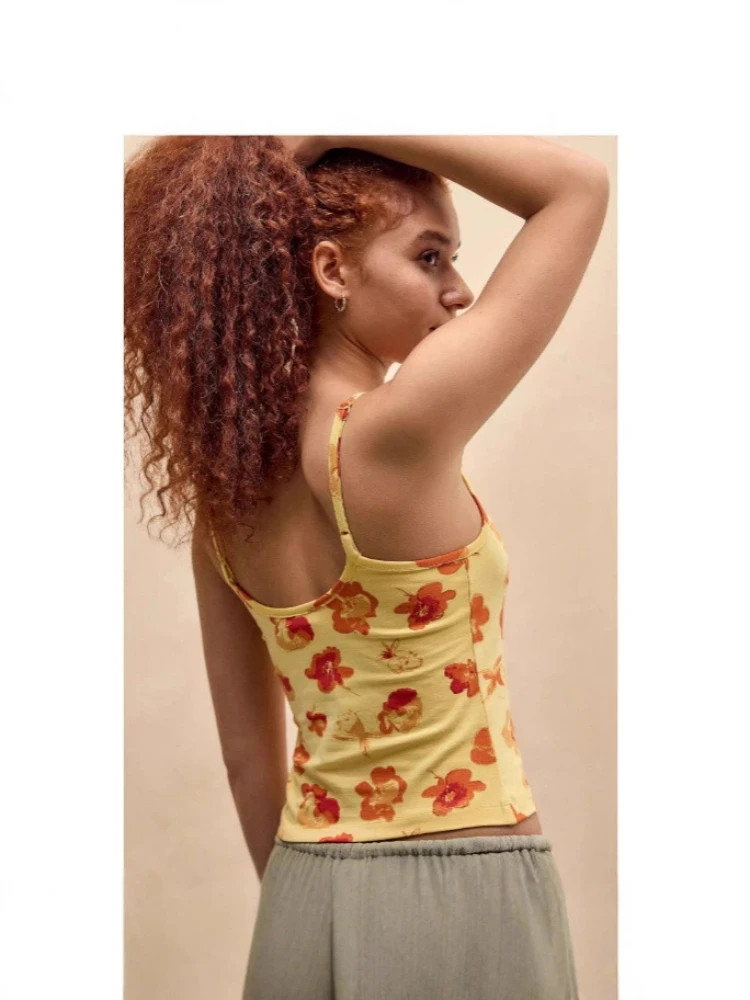 2025年 レディース 花柄 キャミソール セクシー スリムフィット バケーション タンクトップ サマーホリデー ノースリーブ ベスト トップス レディース服 夏