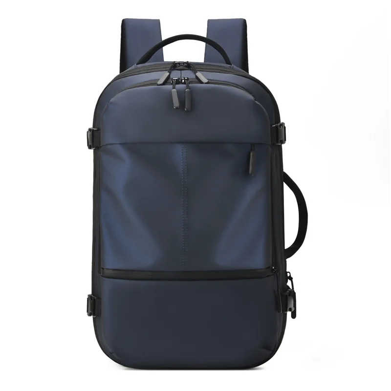 

Backpack 17 inch leather film business men expandable computer opening and closing business travel backpack