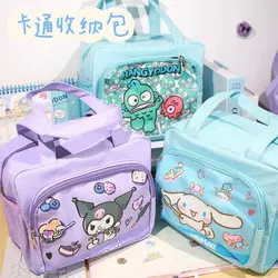 Cinnamoroll Kuromi Anime Kawaii Sanrio Ins Portable Lunch Box Bag Cute Cartoon Hangyodon Student Zipper Mommy Bag Gifts for Kids