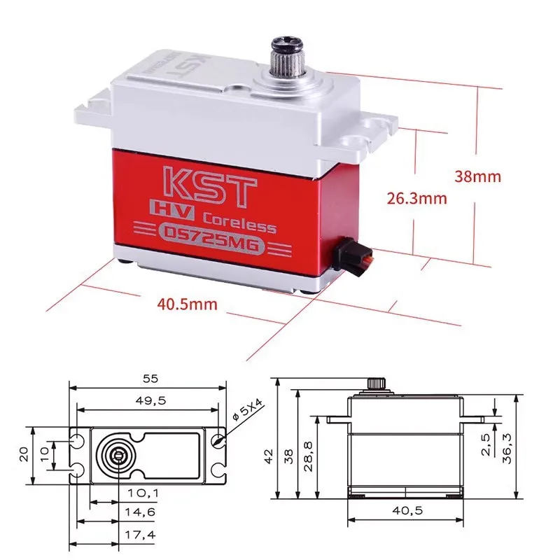 KST DS725MG Standard Digital Servo All Metal High Voltage HV 8.4V Helicopter Cross Swashplate 18kg