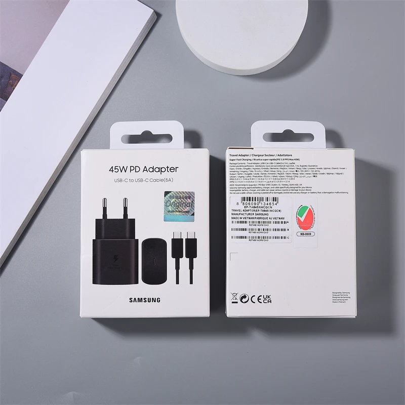 SAMSUNG 45W Super Fast Charger for Galaxy S24 Z Flip Fold 5 4 3 2 S24 S23 S22 Note20 Ultra Plus A55 5A USB C to USB C PD Cable