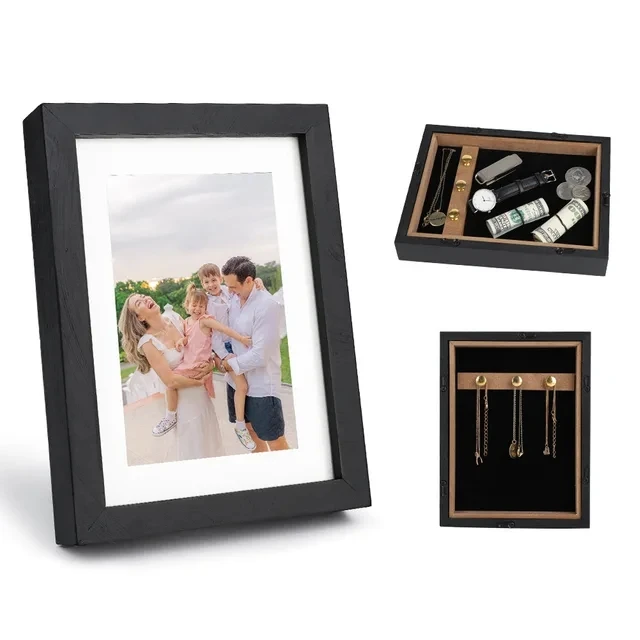 Cadre photo multifonction avec compartiment secret dissimulé, boîte de rangement discrète pour cache