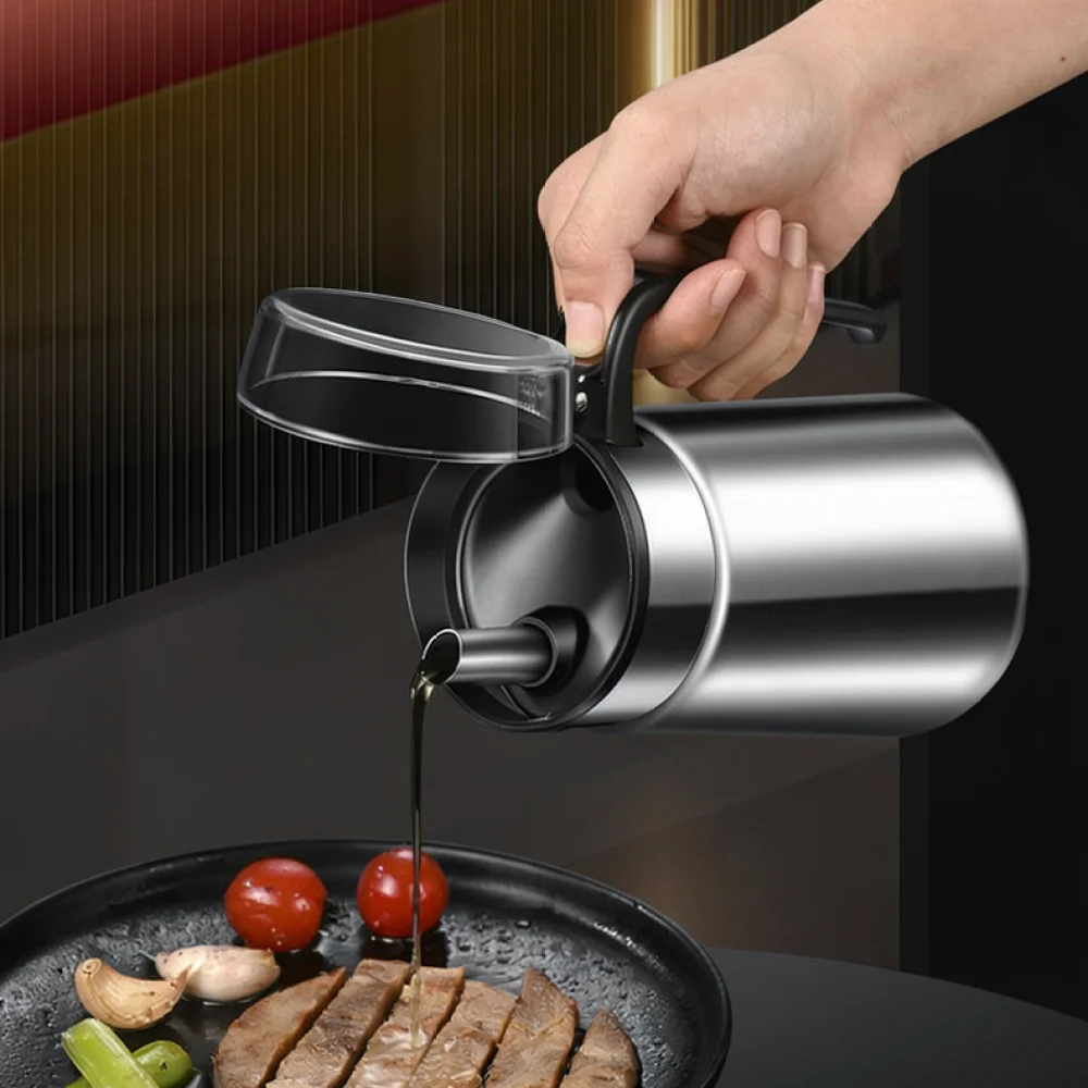 For For AKL 304 Stainless Steel Oil Pot Leakproof Kitchen Cruet Bottle Dustproof Vinegar Sauce Dispenser Modern Gadget Pot