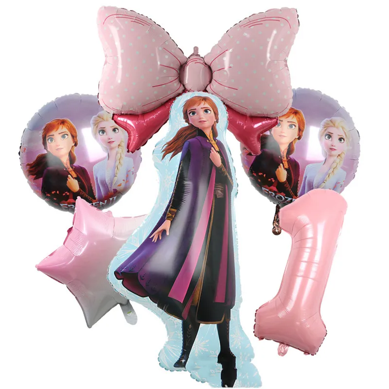 Disney Cartoon Ice and Snow Lucky Birthday Set Isaanna Snowball Snowflake Children's Party Decoration Aluminum Film Balloon