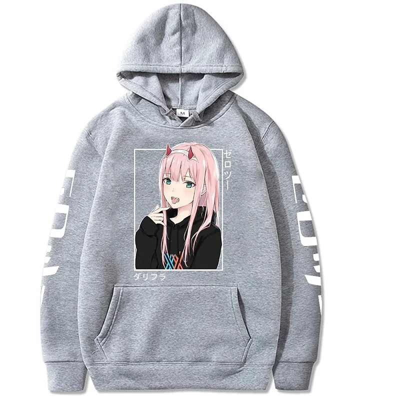 New Anime Zero Two Hoodies Harajuku Casual Streetwear Graphic Sweatshirts Unisex Hoodies