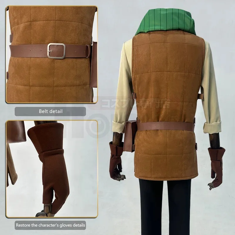 HOLOUN อร่อย Dungeons Meshi อะนิเมะ Chilchuck Tims คอสเพลย์ชุดวิกผมเสื้อกั๊กเสื้อกางเกงเข็มขัดผ้าพันคอฮาโลวีนคริสต์มาส