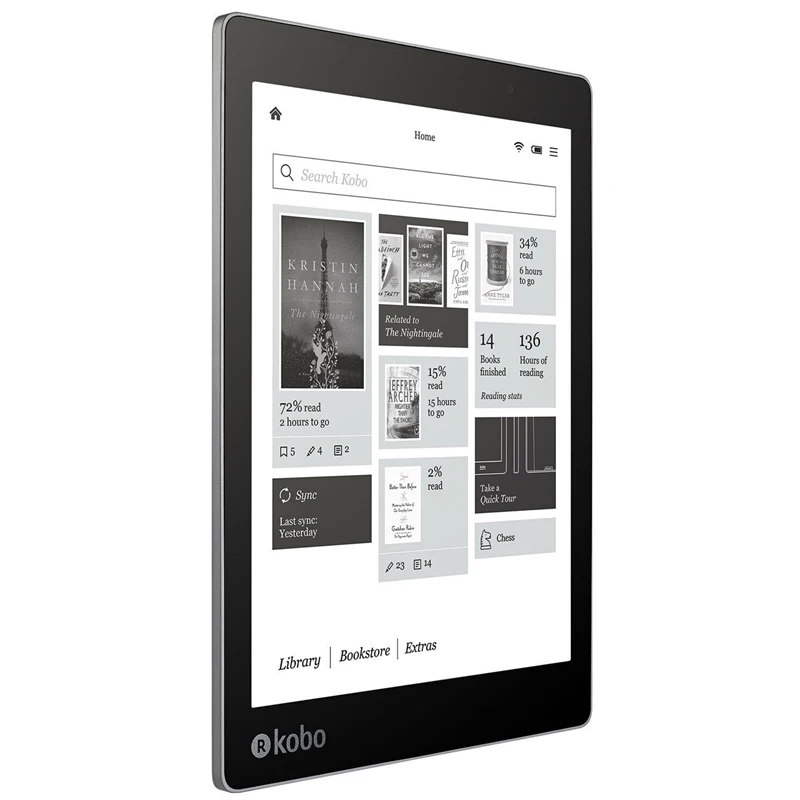 KOBO Aura One 전자 책 리더, 7.8 인치, 300PPI, 1872x1404 HD Carta E 잉크 화면, 8GB 스토리지, 방수 전자 책 N709, 전자 책 리더 프론트 라이트